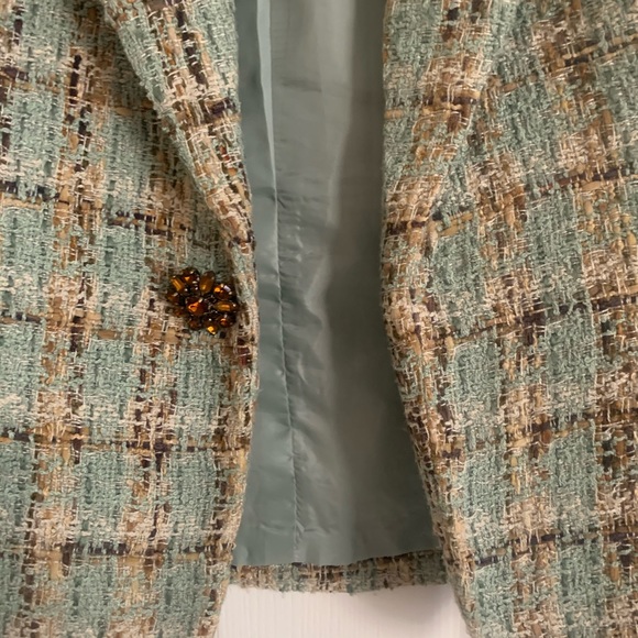 Kasper 2P Aqua and Brown Tweed Blazer - Picture 3 of 6